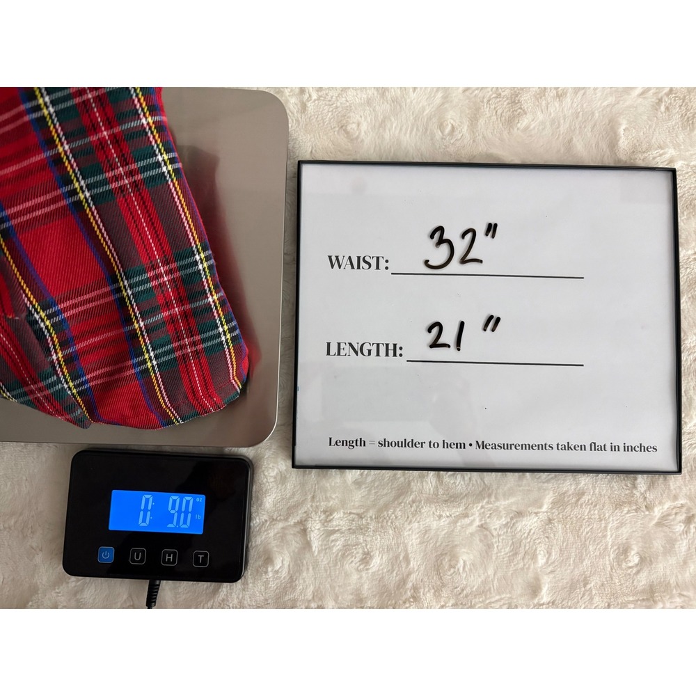 ModCloth Red Tartan Plaid A-Line Skirt with Tie Belt M4613029 Mens Large - Picture 8 of 8